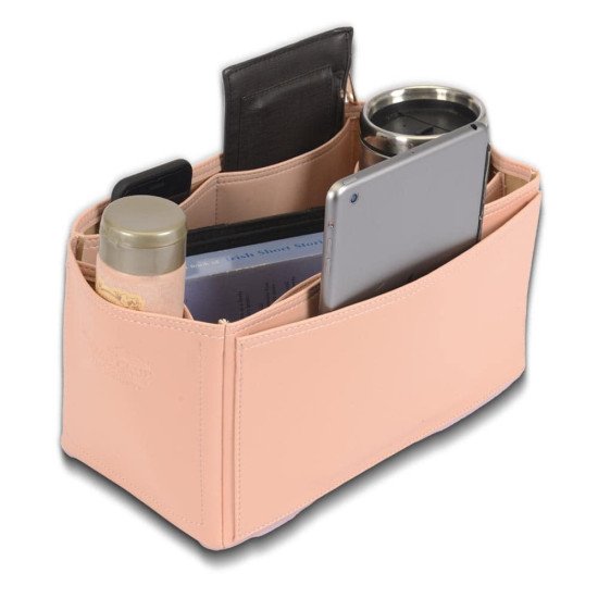 MJ Small Tote Bag Vegan Leather Handbag Organizer in Blush Pink Color MJ Small Tote Bag Vegan Leather Handbag Organizer in Blush Pink Color