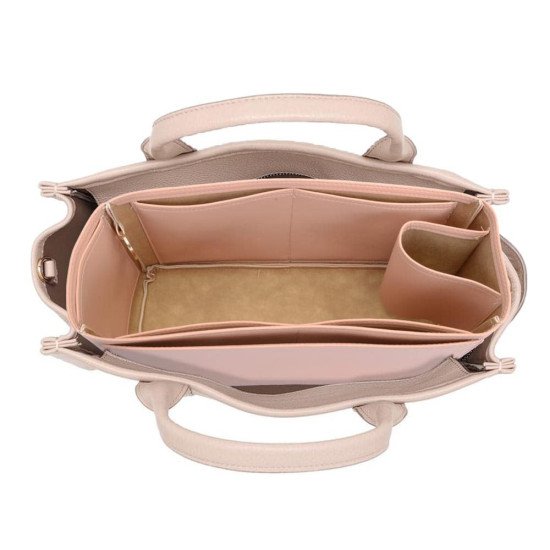 MJ Small Tote Bag Vegan Leather Handbag Organizer in Blush Pink Color MJ Small Tote Bag Vegan Leather Handbag Organizer in Blush Pink Color