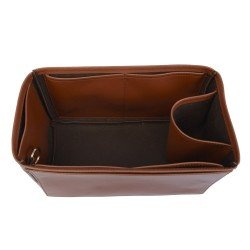 MJ Small Tote Bag Vegan Leather Handbag Organizer in Brown Color