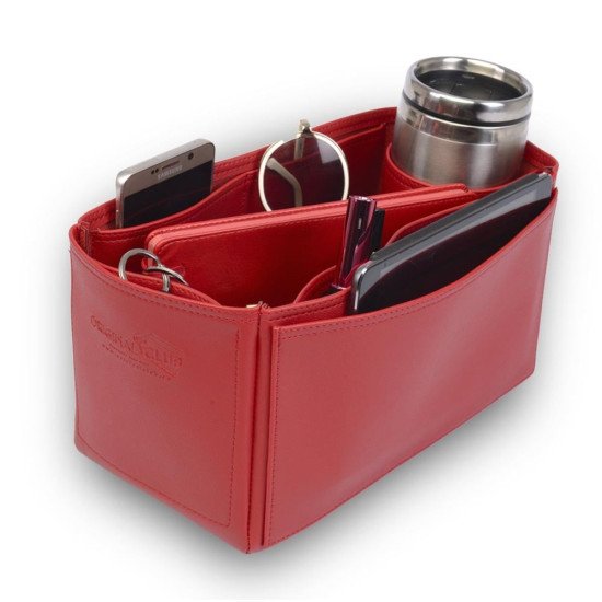 MJ Small Tote Bag Vegan Leather Handbag Organizer in Cherry Red Color MJ Small Tote Bag Vegan Leather Handbag Organizer in Cherry Red Color