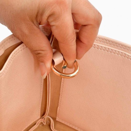 MJ Small Tote Bag Vegan Leather Handbag Organizer in Blush Pink Color MJ Small Tote Bag Vegan Leather Handbag Organizer in Blush Pink Color