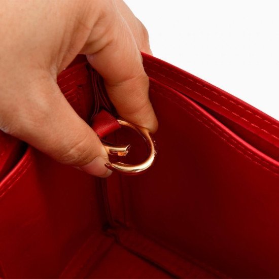 MJ Small Tote Bag Vegan Leather Handbag Organizer in Cherry Red Color MJ Small Tote Bag Vegan Leather Handbag Organizer in Cherry Red Color