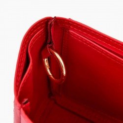 MJ Small Tote Bag Vegan Leather Handbag Organizer in Cherry Red Color