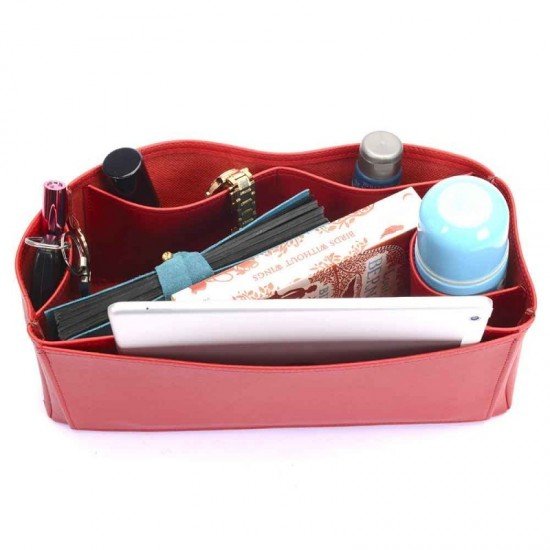 Alexa Oversized Vegan Leather Handbag Organizer in Cherry Red Color