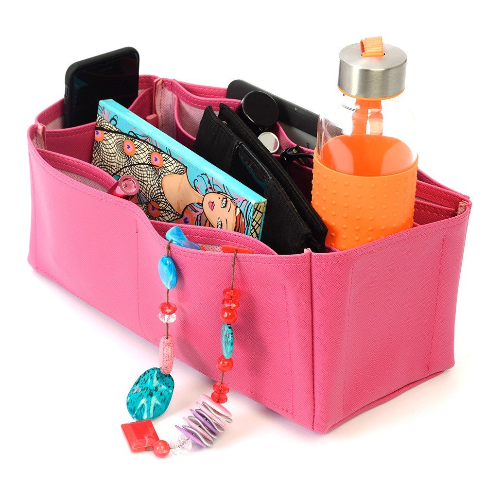 Graceful MM Vegan Leather Handbag Organizer in Fuchsia Color