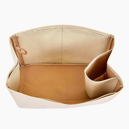 Alexa Oversized Vegan Leather Handbag Organizer in Ecru Color
