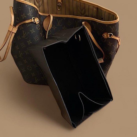 Neverfull MM Vegan Leather Handbag Organizer in Bitter Brown Color
