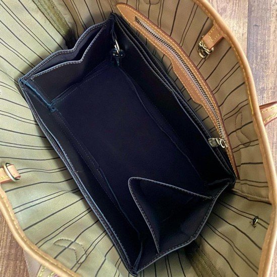 Neverfull MM Vegan Leather Handbag Organizer in Bitter Brown Color