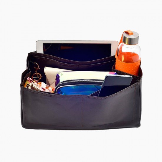 Neverfull MM Vegan Leather Handbag Organizer in Bitter Brown Color