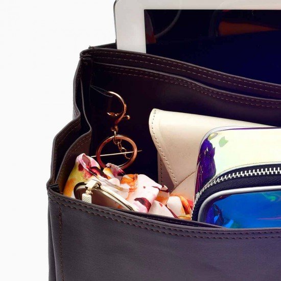 Neverfull MM Vegan Leather Handbag Organizer in Bitter Brown Color