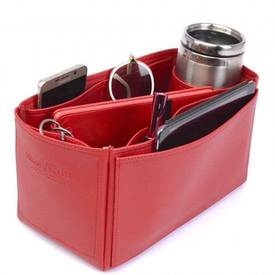 Neverfull MM Vegan Leather Handbag Organizer in Cherry Red Color Neverfull MM Vegan Leather Handbag Organizer in Cherry Red Color