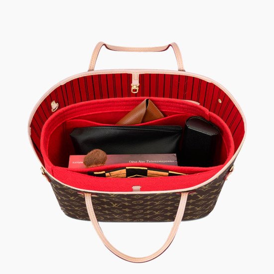 Bag and Purse Organizer with Basic Style for Neverfull PM, Neverfull MM and Neverfull  GM in Cherry Red