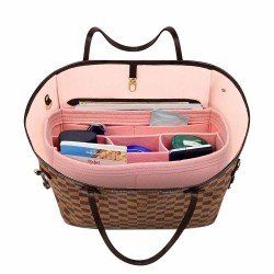 Handbag Organizer with Chambers Style for Louis Vuitton Neverfull PM, MM and GM (Blush Pink) (More Colors Available)