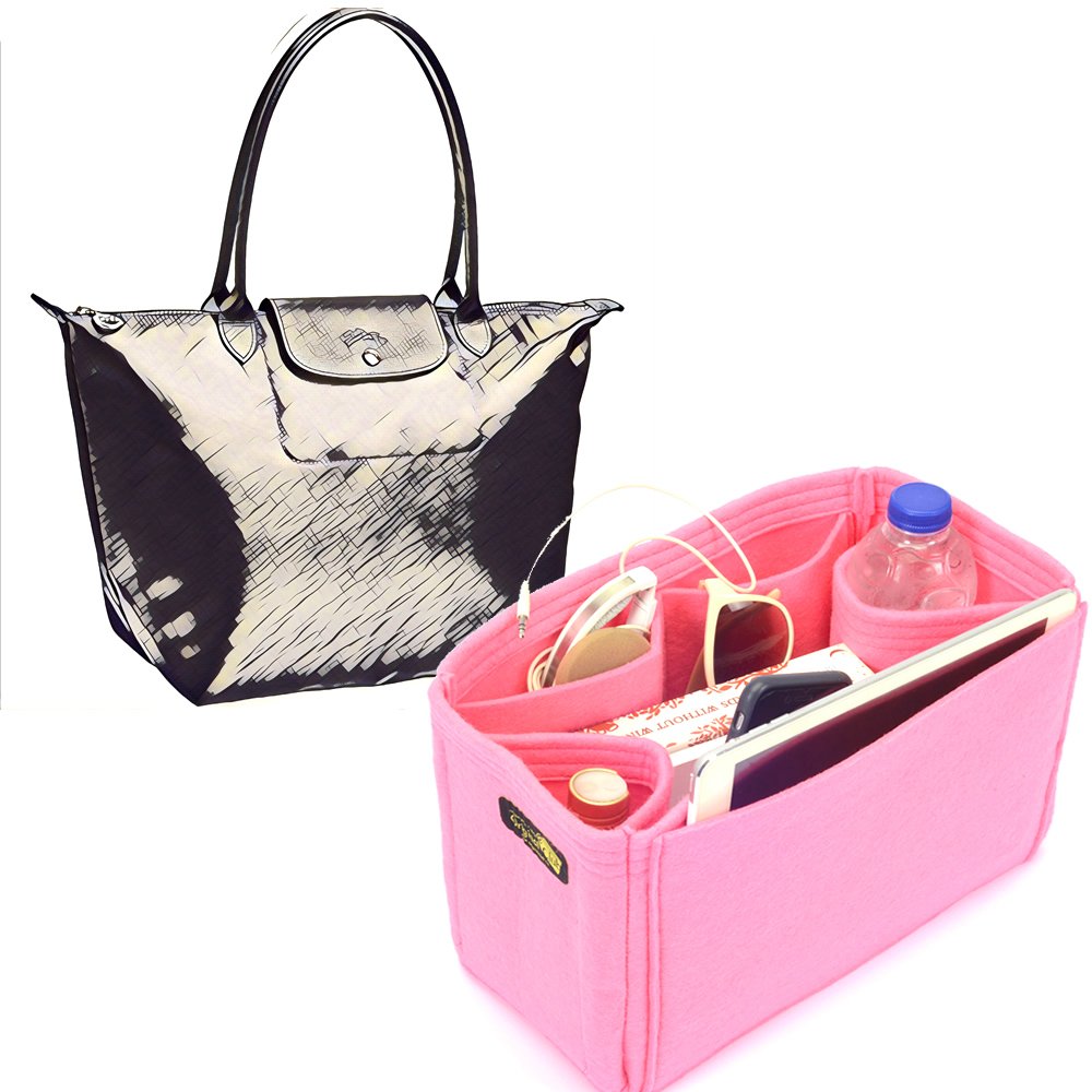Regular Felt Handbag Organizers With 2 Round Holders Bag And Purse Organizer With Regular Style For Longchamp Le Pliage Neo Nylon Tote