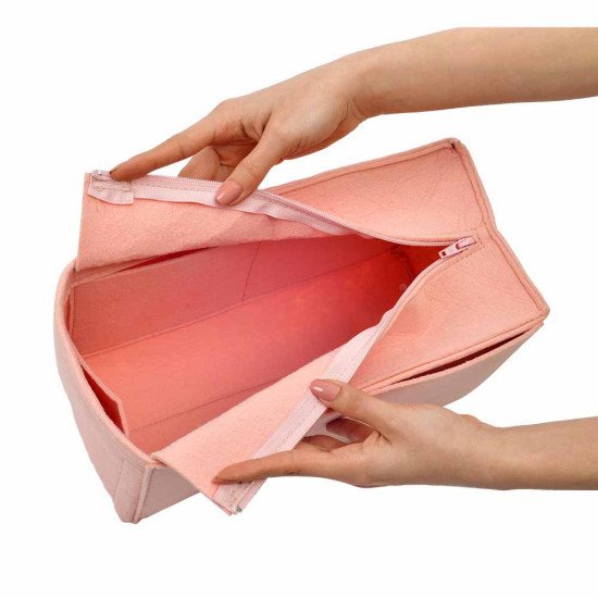 V-zip Style Felt Bag Organizer for Neverfull MM and GM (Blush Pink) (More Colors Available)