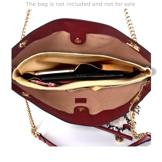 Handbag Organizer with Removable Zipper Top Style for Rajah GG Tweed Large Tote and  Rajah GG Tweed X Large Tote (More colors available)