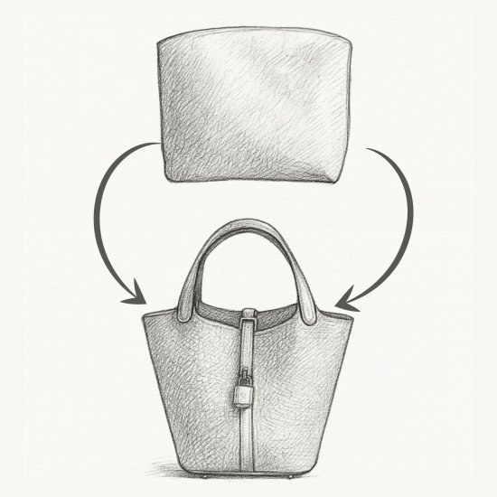 Luxury Satin Pillow Bag Shaper for Picotin — Rectangular Shape Purse Insert to Maintain Shape and Structure