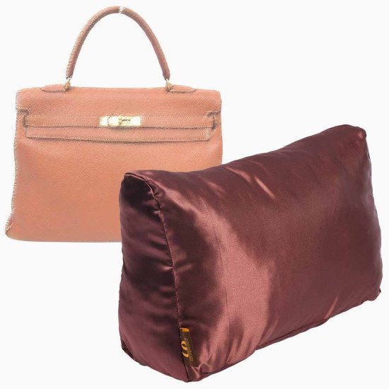 Satin Pillow Luxury Bag Shaper in Chocolate Brown For Hermes