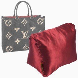 Satin Pillow Luxury Bag Shaper For Louis Vuitton Onthego PM/MM/GM (Burgundy) (More colors available)