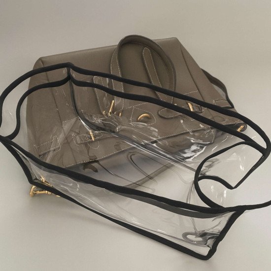 Transparent See-Through Bag Organizer with Fabric Trims in Custom Size