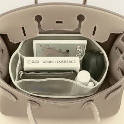 Transparent See-Through Bag Organizer with Fabric Trims Compatible with Herm. Birkin Bags