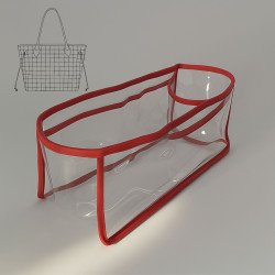 Transparent See-Through Bag Organizer with Fabric Trims Compatible with Neverfull Bags