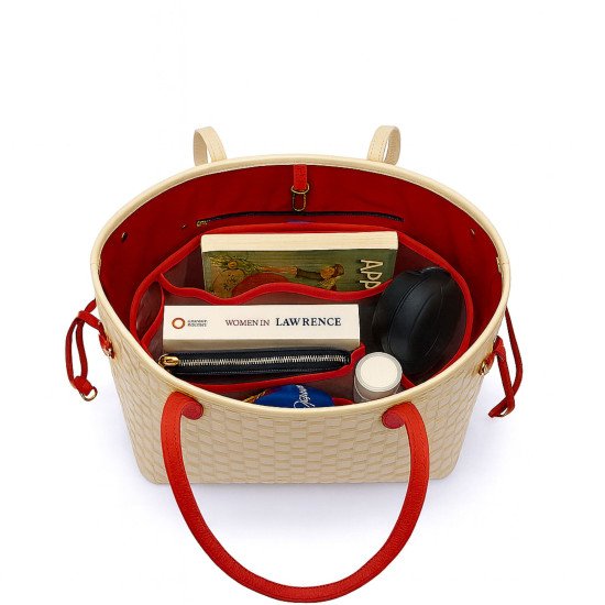 Transparent See-Through Bag Organizer with Fabric Trims Compatible with Neverfull Bags