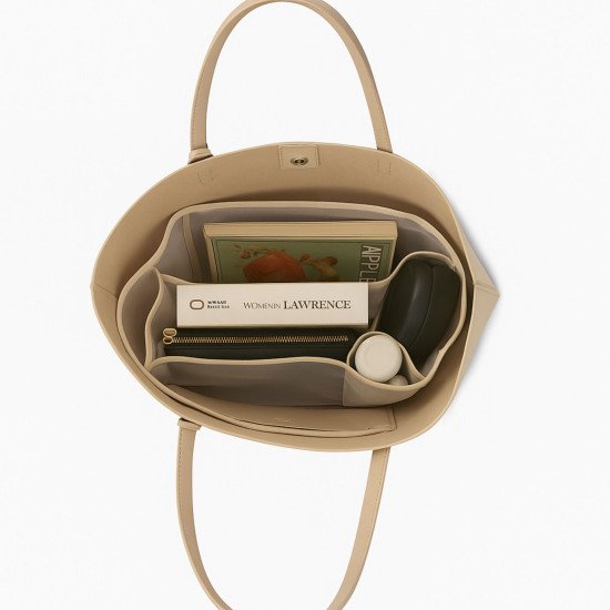 Transparent See-Through Bag Organizer with Fabric Trims Compatible with Saint Laurent Shopping Tote Large