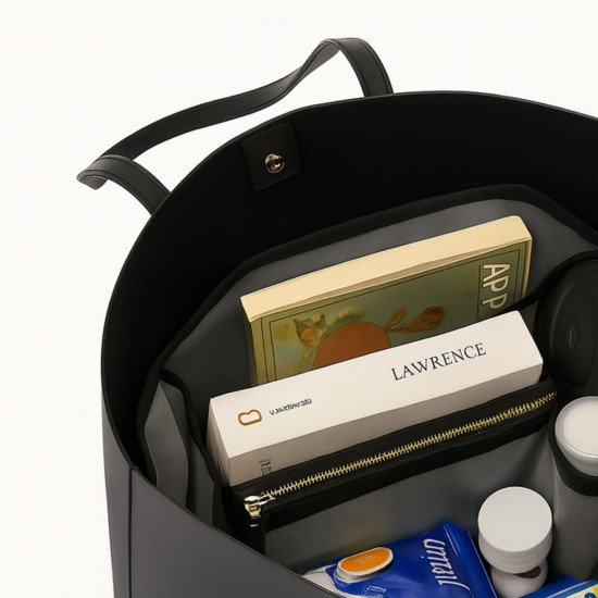 Transparent See-Through Bag Organizer with Fabric Trims Compatible with Saint Laurent Shopping Tote Large