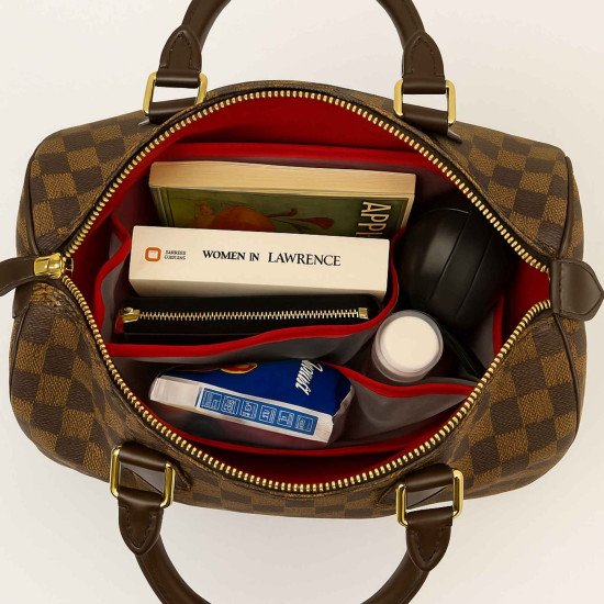 Transparent See-Through Bag Organizer with Fabric Trims Compatible with Speedy Bags