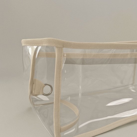 Transparent See-Through Bag Organizer with Fabric Trims Compatible with Herm. Birkin Bags