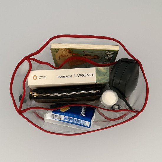 Transparent See-Through Bag Organizer with Fabric Trims Compatible with Neverfull Bags