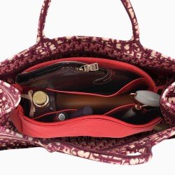 Di.or Mini Book Tote Suedette Basic Style Leather Handbag Organizer Liner (Red) (More Colors Available)