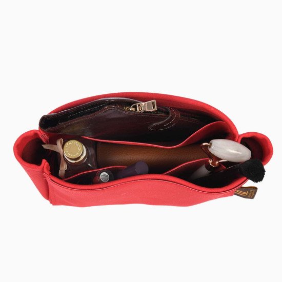 Di.or Mini Book Tote Suedette Basic Style Leather Handbag Organizer Liner (Red) (More Colors Available)