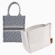 Di.or Vertical Book Tote Suedette Basic Style Leather Handbag Organizer Liner (Pearl White) (More Colors Available)