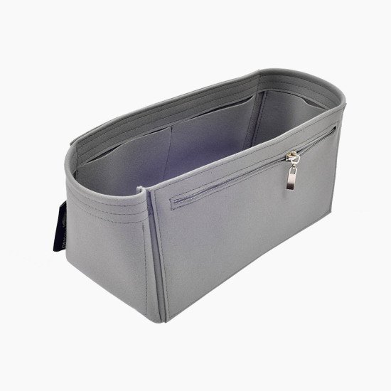 Alma PM / MM / GM  Suedette Double-Zip Style Leather Handbag Organizer (Dark Gray) (More Colors Available)