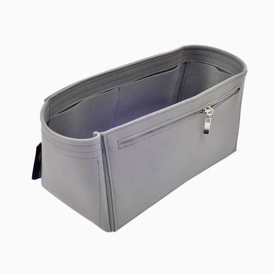 Alexa (Mulberry) Suedette Double-Zip Style Leather Handbag Organizer Liner (Dark Gray) (More Colors Available)