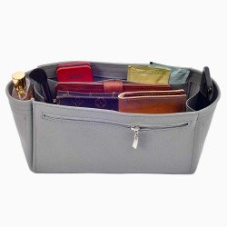 Birkin 30/35/40 Suedette Double-Zip Style Leather Handbag Organizer (Dark Gray) (More Colors Available)
