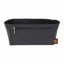 Suedette Double-Zip Style Leather Handbag Organizer in Black - Size: 27 / 13 / 13 cm