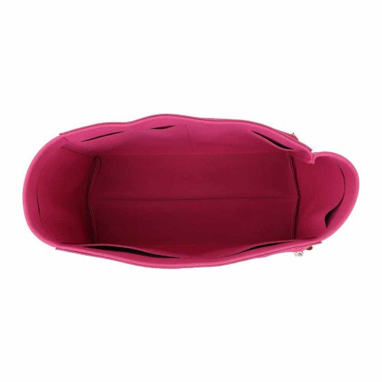 Graceful PM / MM Suedette Double-Zip Style Leather Handbag Organizer (Fuchsia) (More Colors Available)