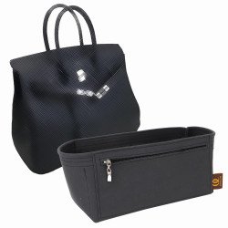 Birkin 30/35/40 Suedette Double-Zip Style Leather Handbag Organizer (Black) (More Colors Available)
