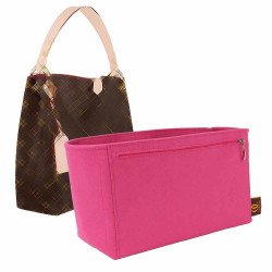 Graceful PM / MM Suedette Double-Zip Style Leather Handbag Organizer (Fuchsia) (More Colors Available)