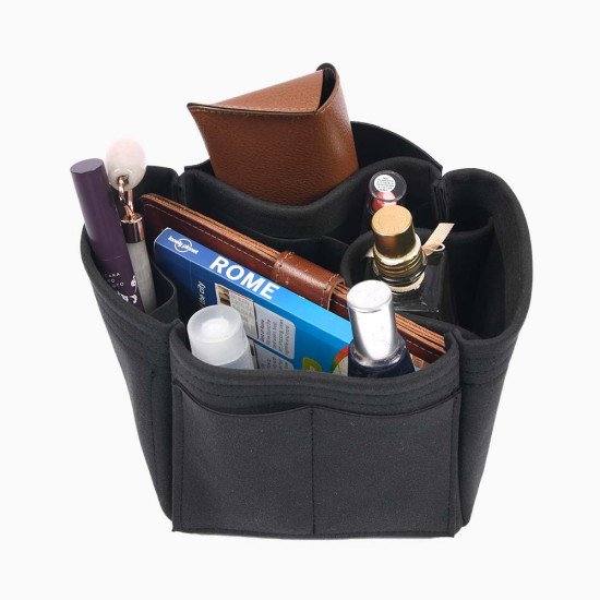 Lockme Bucket Suedette Singular Style Leather Handbag Organizer (Black) (More Colors Available)