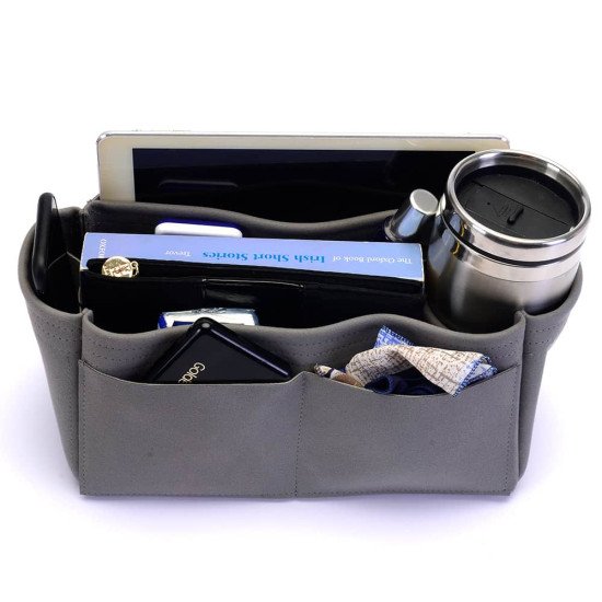 Alma PM / MM / GM Suedette Singular Style Leather Handbag Organizer (Dark Gray) (More Colors Available)