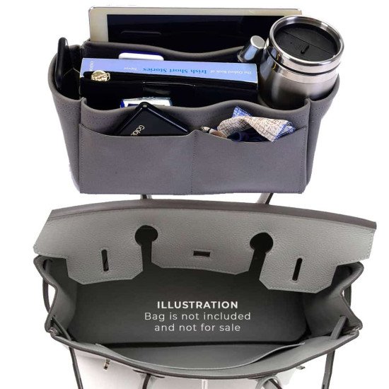 Birkin 25/30/35/40 Suedette Singular Style Leather Handbag Organizer (Dark Gray) (More Colors Available) Birkin 25/30/35/40 Suedette Singular Style Leather Handbag Organizer (Dark Gray) (More Colors Available)