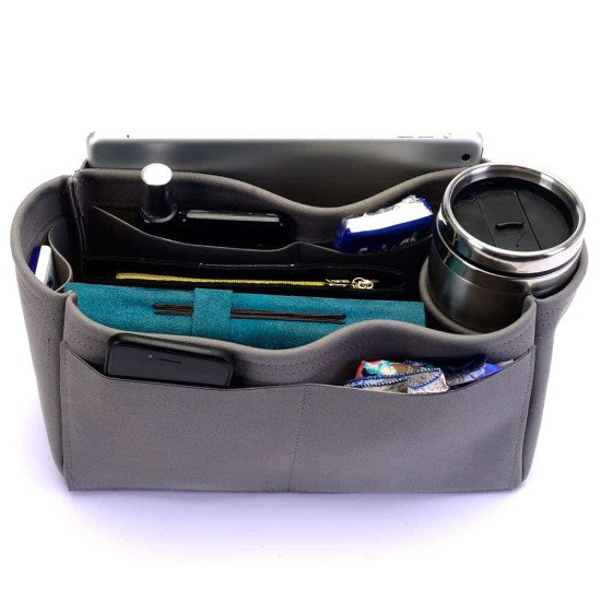 Birkin 25/30/35/40 Suedette Singular Style Leather Handbag Organizer (Dark Gray) (More Colors Available)