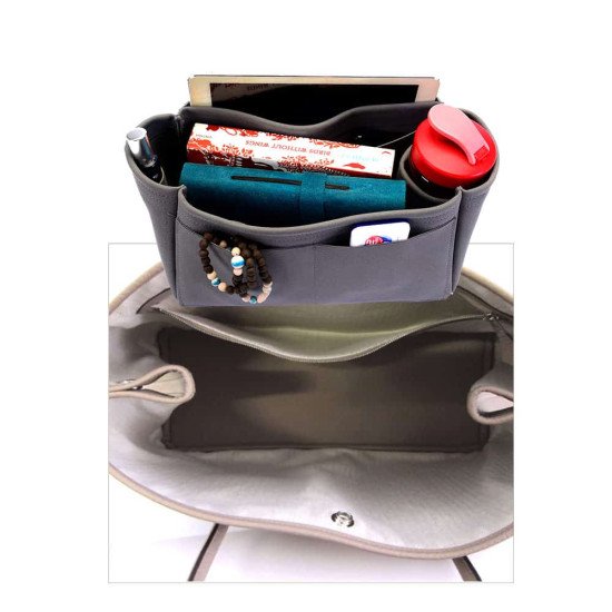 Garden Party 30 Suedette Singular Style Leather Handbag Organizer (Dark Gray) (More Colors Available)
