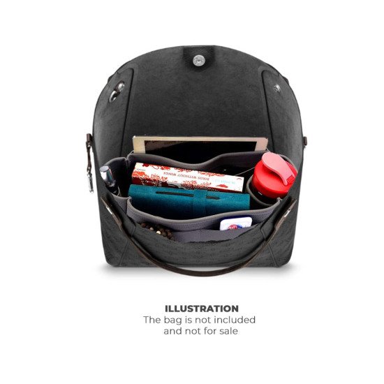 Hina PM / MM Suedette Singular Style Leather Handbag Organizer (Dark Gray) (More Colors Available) Hina PM / MM Suedette Singular Style Leather Handbag Organizer (Dark Gray) (More Colors Available)