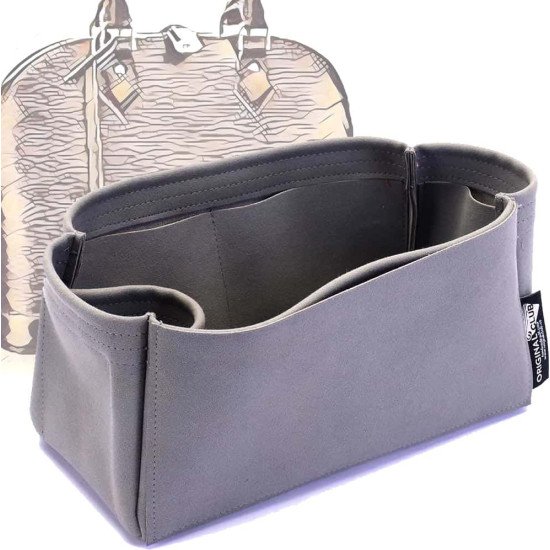 Alma PM / MM / GM Suedette Singular Style Leather Handbag Organizer (Dark Gray) (More Colors Available)