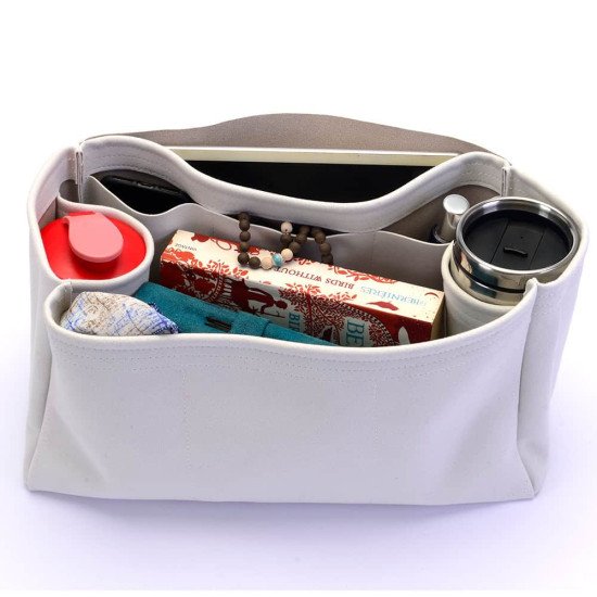 Neverfull PM / MM / GM Suedette Regular Style Leather Handbag Organizer (Pearl White) (More Colors Available)